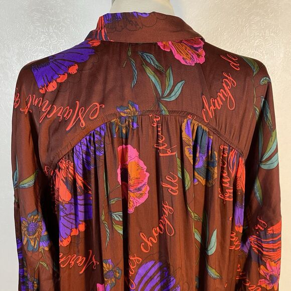 Free People sz L Silky Nights Button Up Tunic - Picture 10 of 15